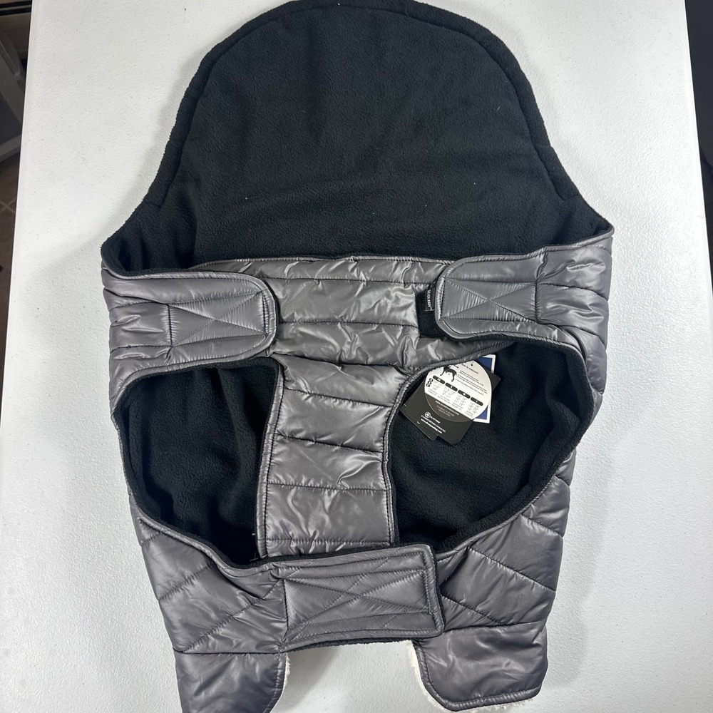 Silver Paw Quilted Jacket Dog XL Grey Puffer Fleece Lined Outdoor Pet Coat NEW
